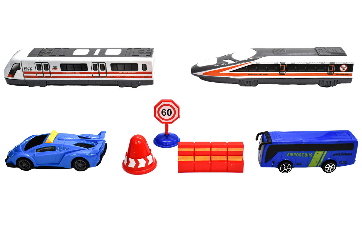 Набор машинок Городской транспорт Л-3 YM-C15 поезд, автобус, такси и др.7шт  - отзывы покупателей на Мегамаркет