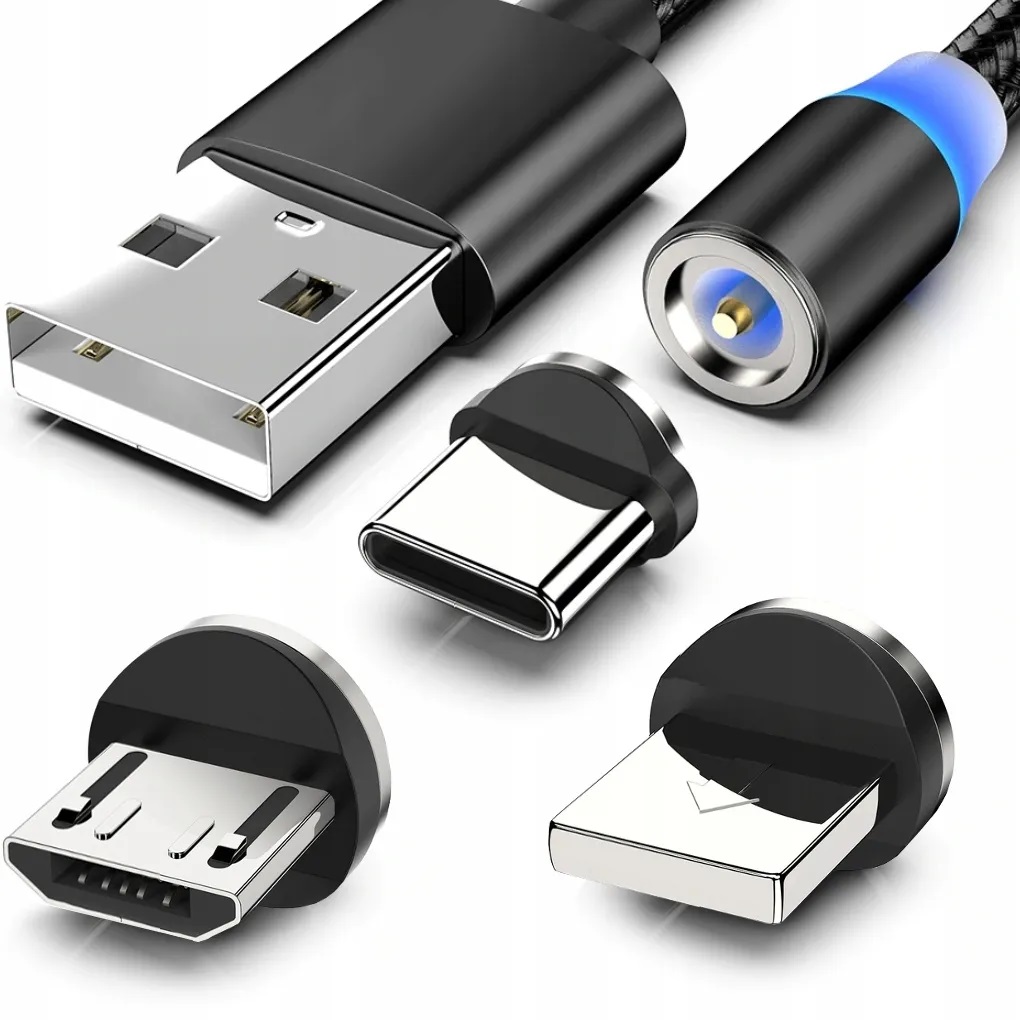 Кабель USB магнитный / 3 разъема юсб / micro usb, type C, lightning /  черный, купить в Москве, цены в интернет-магазинах на Мегамаркет