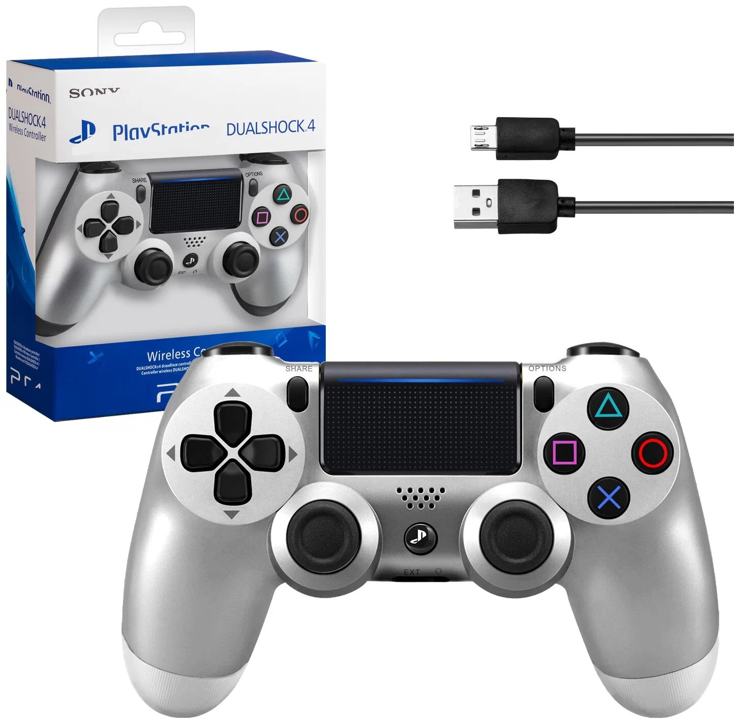 Геймпад ЛУЧШЕЕ ДЛЯ ЛУЧШИХ Dualshock 4 v2 для Playstation 4 SILVER (Не  оригинал), купить в Москве, цены в интернет-магазинах на Мегамаркет