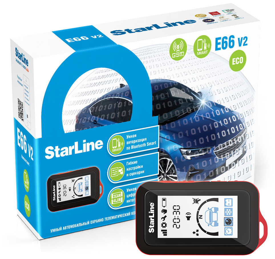 Автосигнализация StarLine E66 v2 ECO GSM - отзывы покупателей на Мегамаркет  | 600006939030