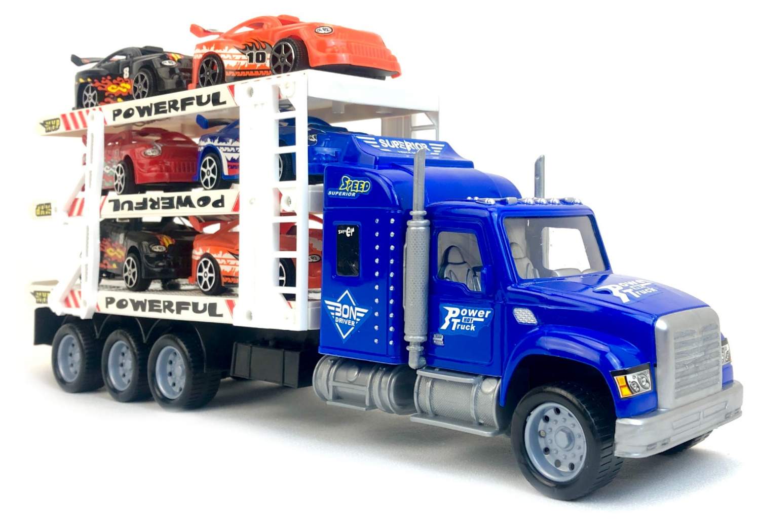 Машина инерционная JINJIA TOYS Трейлер c 6ю машинками, Transporter Truck,  белый, 110963 – купить в Москве, цены в интернет-магазинах на Мегамаркет