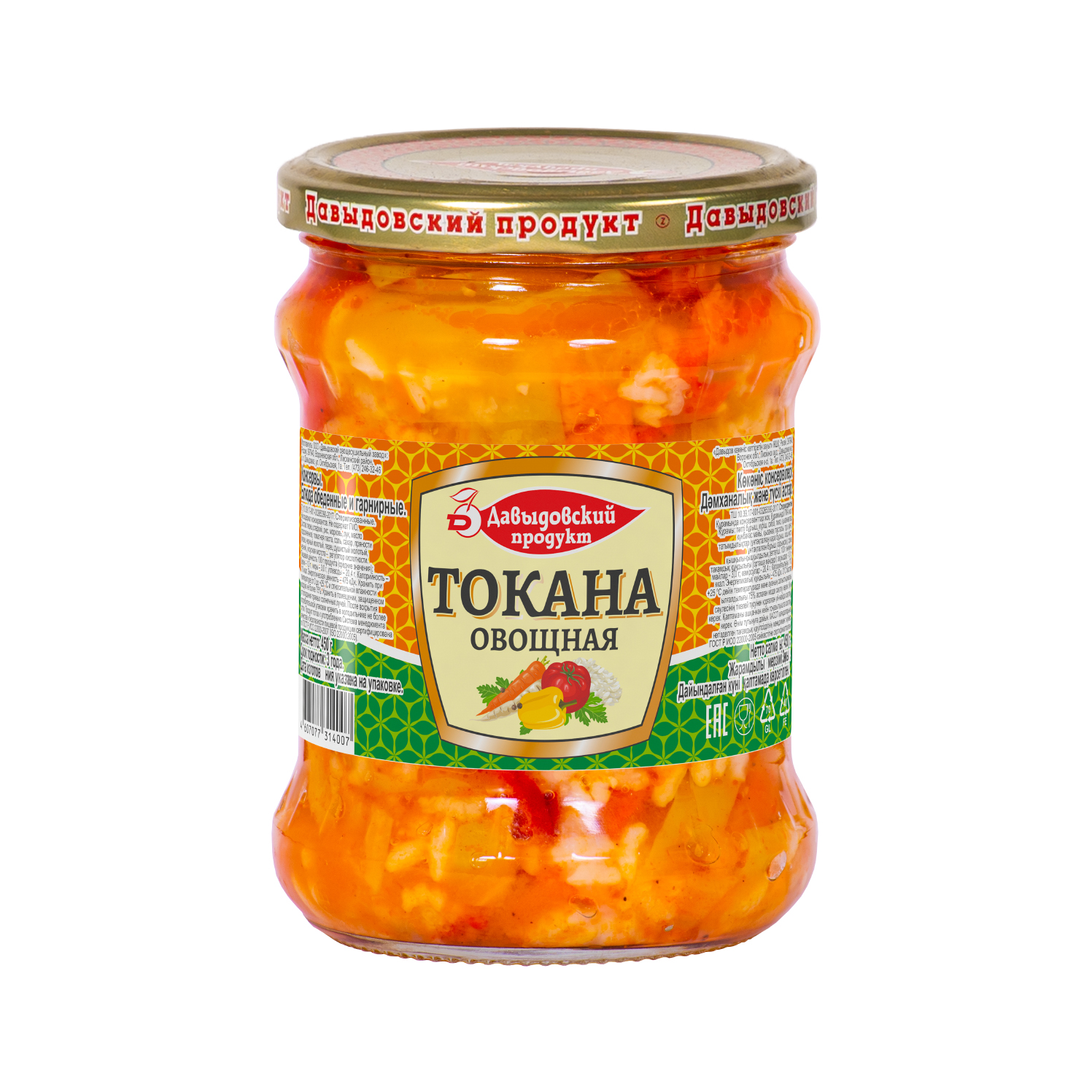 Купить закуска Давыдовский продукт Токана овощная 450 г, цены на Мегамаркет  | Артикул: 100029681336