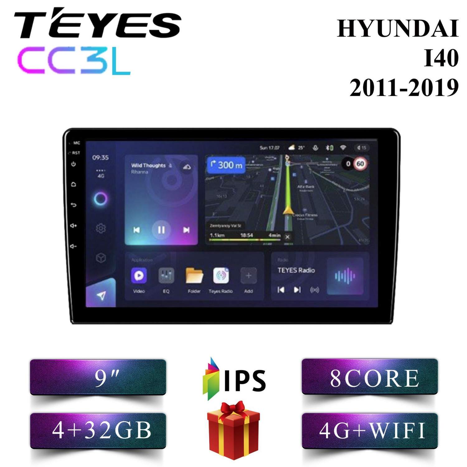 Штатная автомагнитола Teyes CC3L/ 4+32GB/ 4G/ для Hyundai i40/ Хендай И40  android – купить в Москве, цены в интернет-магазинах на Мегамаркет