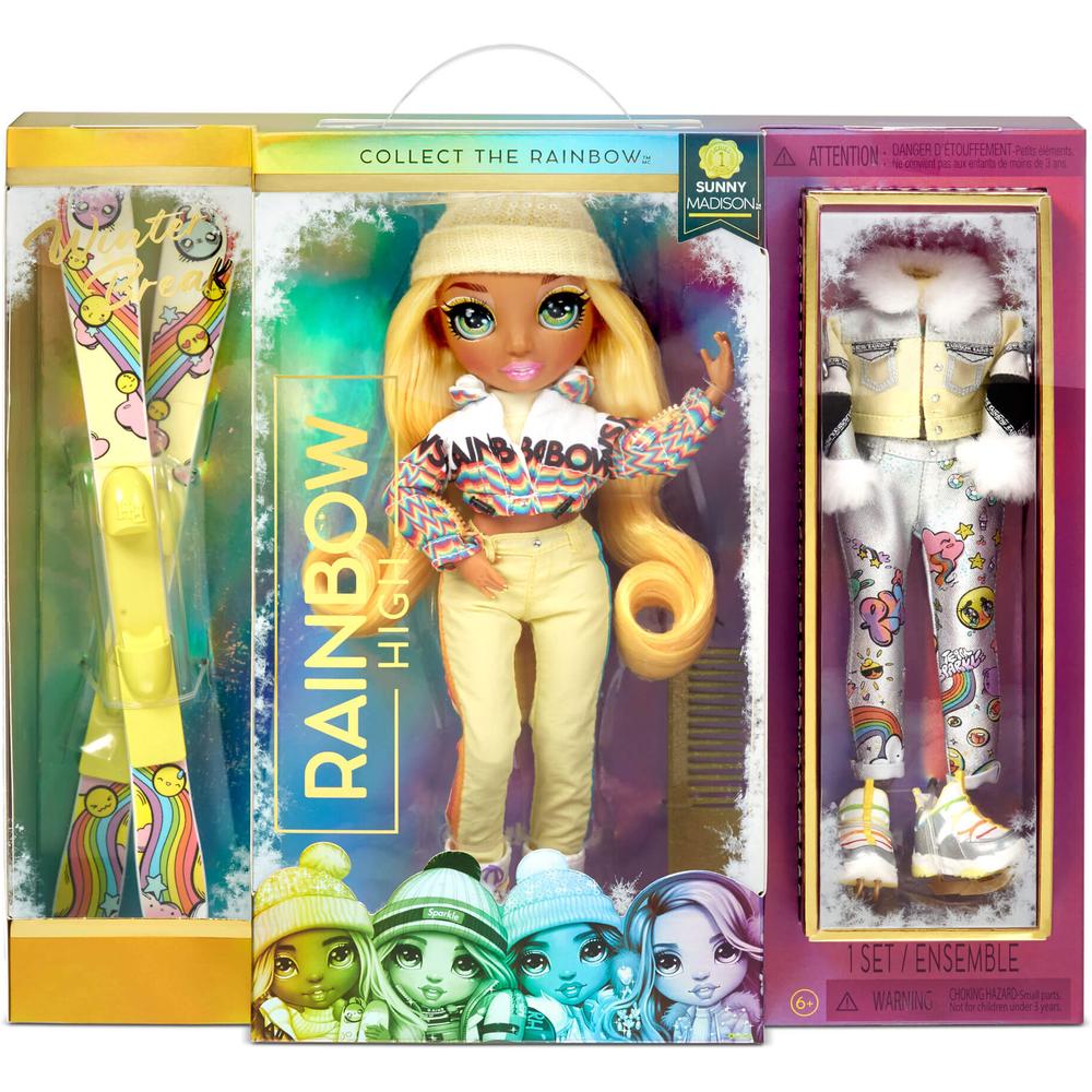 Купить игровой набор Rainbow High Winter Break Fashion Doll- Sunny Madison  Yellow 574774, цены на Мегамаркет