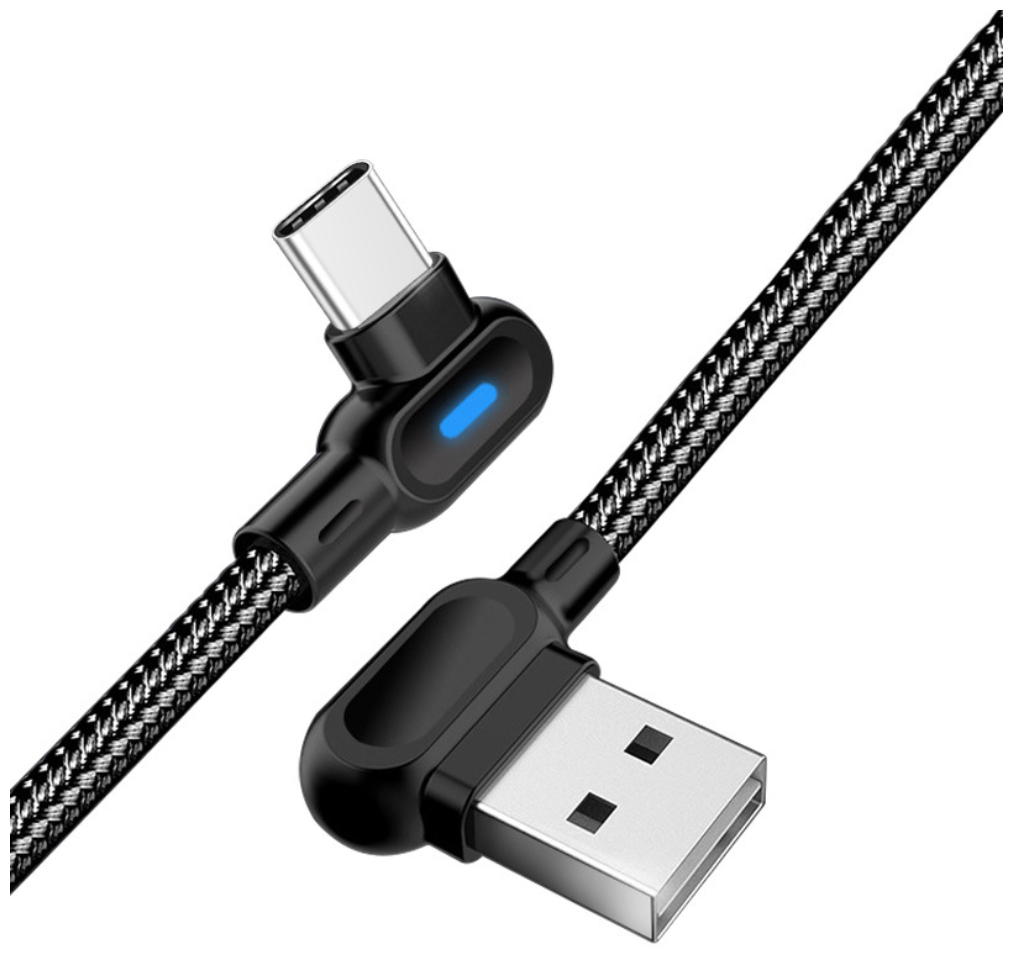 Угловой USB-кабель для быстрой зарядки 5.0А с Type C-разъемом (черный, 1 м)  – купить в Москве, цены в интернет-магазинах на Мегамаркет