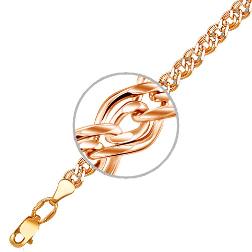 Браслет из золота плетения Нонна пустотелая с алмазной гранью, золотой браслет 5