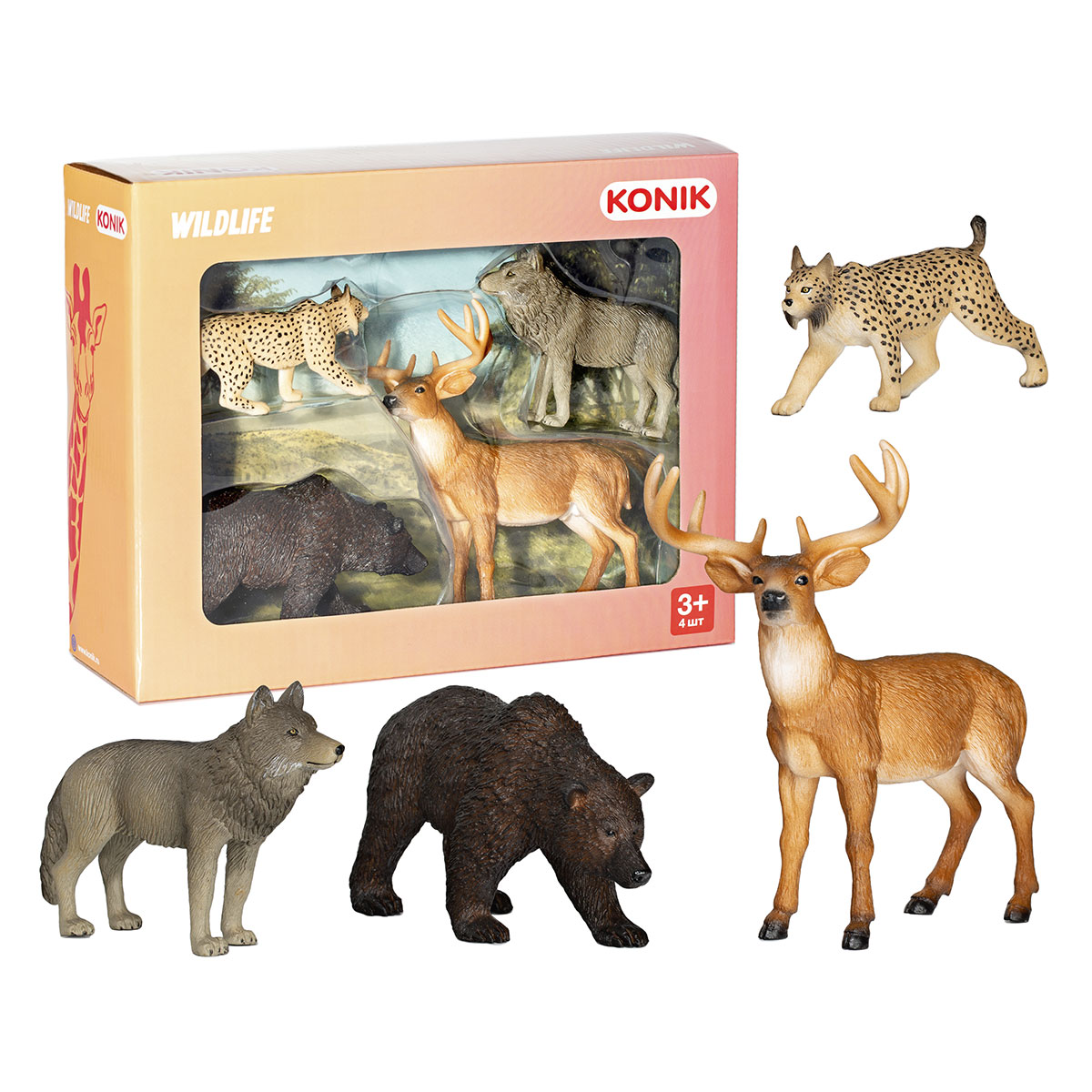 Набор лесных животных KONIK медведь, олень, рысь, волк - купить в Schleich  Toys, цена на Мегамаркет