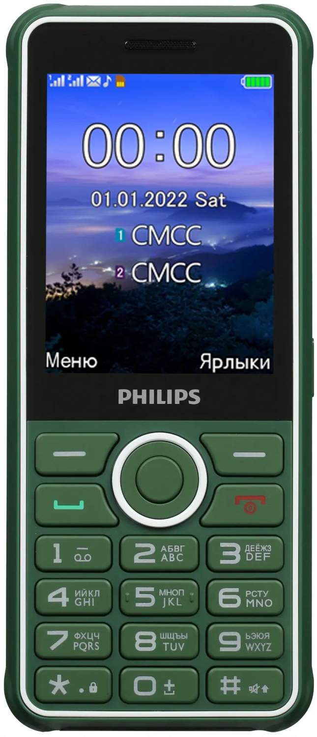 Сотовый телефон Philips Xenium E2301, зеленый, купить в Москве, цены в  интернет-магазинах на Мегамаркет