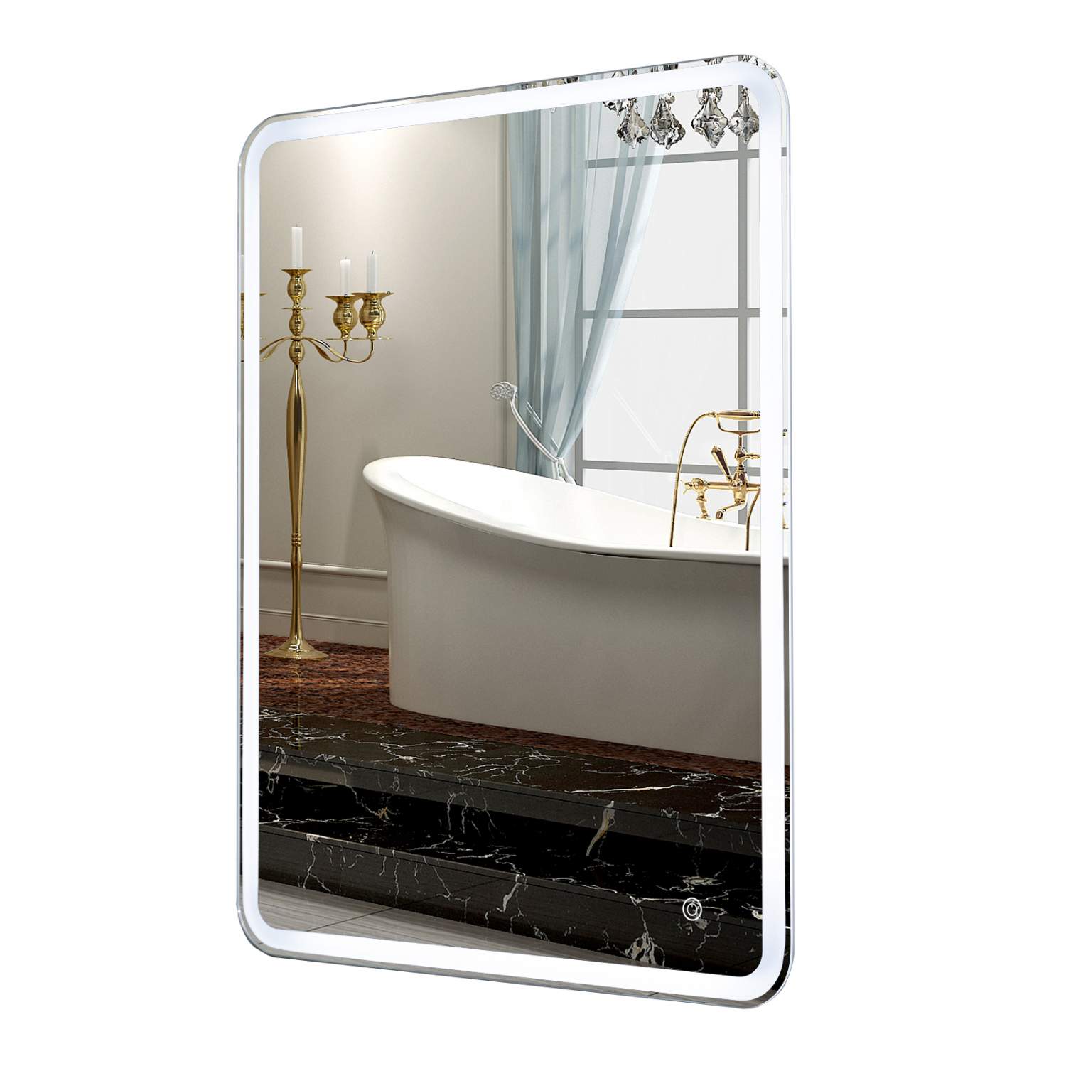 Зеркало для ванной 80 см с полками