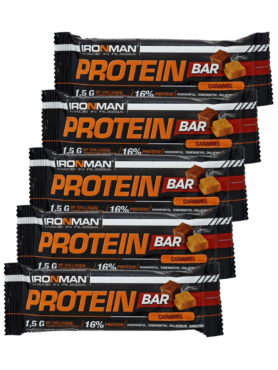 Протеиновый батончик Ironman Protein bar с Коллагеном (Карамель) 5х35г –  купить в Москве, цены в интернет-магазинах на Мегамаркет