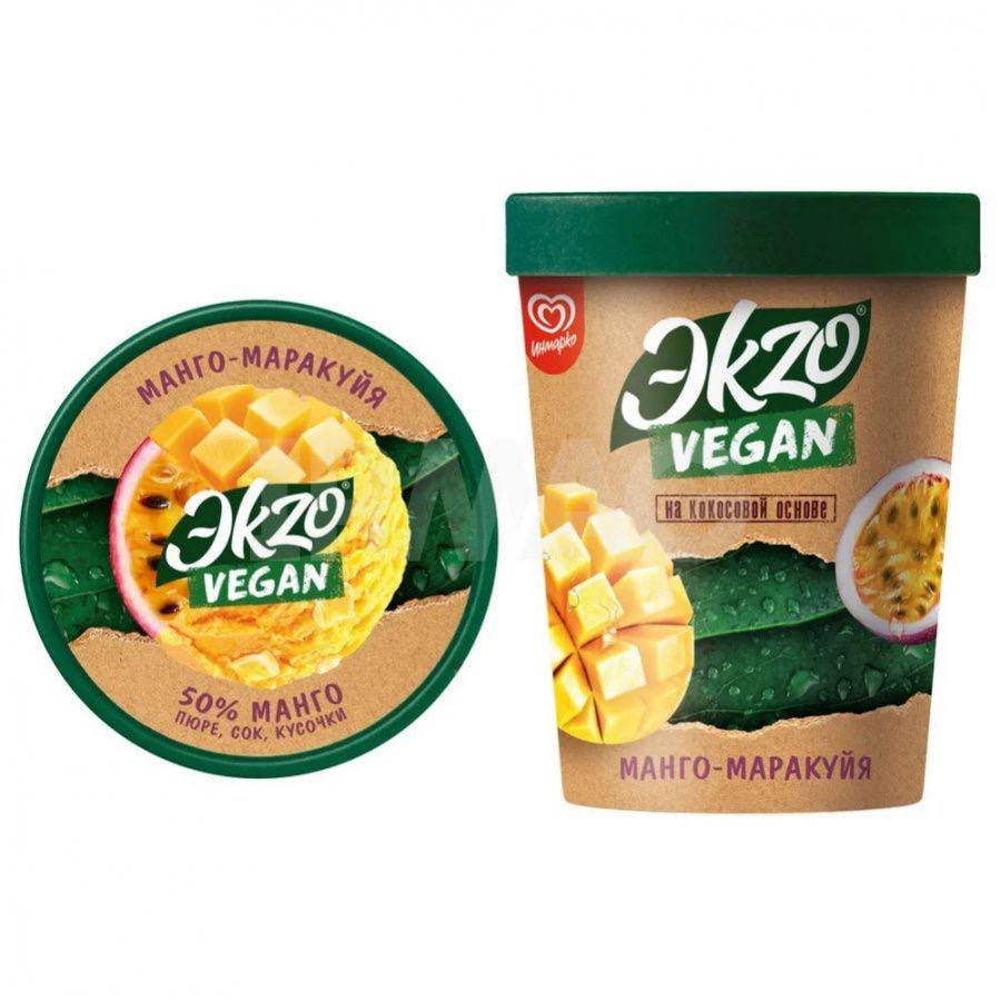 Купить десерт замороженный Инмарко Ekzo Vegan на кокосовой основе  манго-маракуйя 270 г, цены на Мегамаркет | Артикул: 100051331436