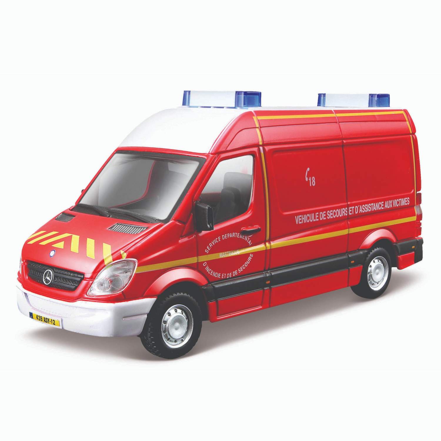 Купить коллекционная полицейская машинка Bburago Mercedes Benz Sprinter,  1:50, красная, цены на Мегамаркет