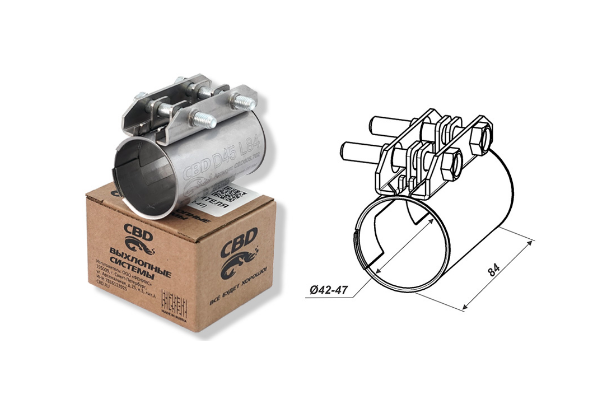 CBD CBD605702 Хомут глушителя (муфта) D45 (42-47), L84 мм