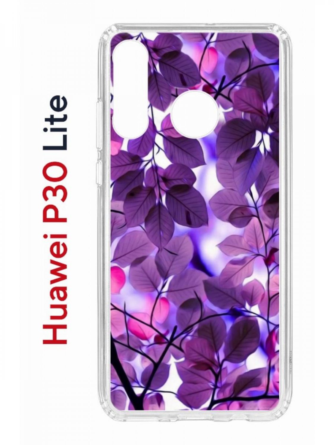 Чехол на Huawei P30 Lite с принтом Kruche Print Purple leaves,  противоударный бампер, купить в Москве, цены в интернет-магазинах на  Мегамаркет