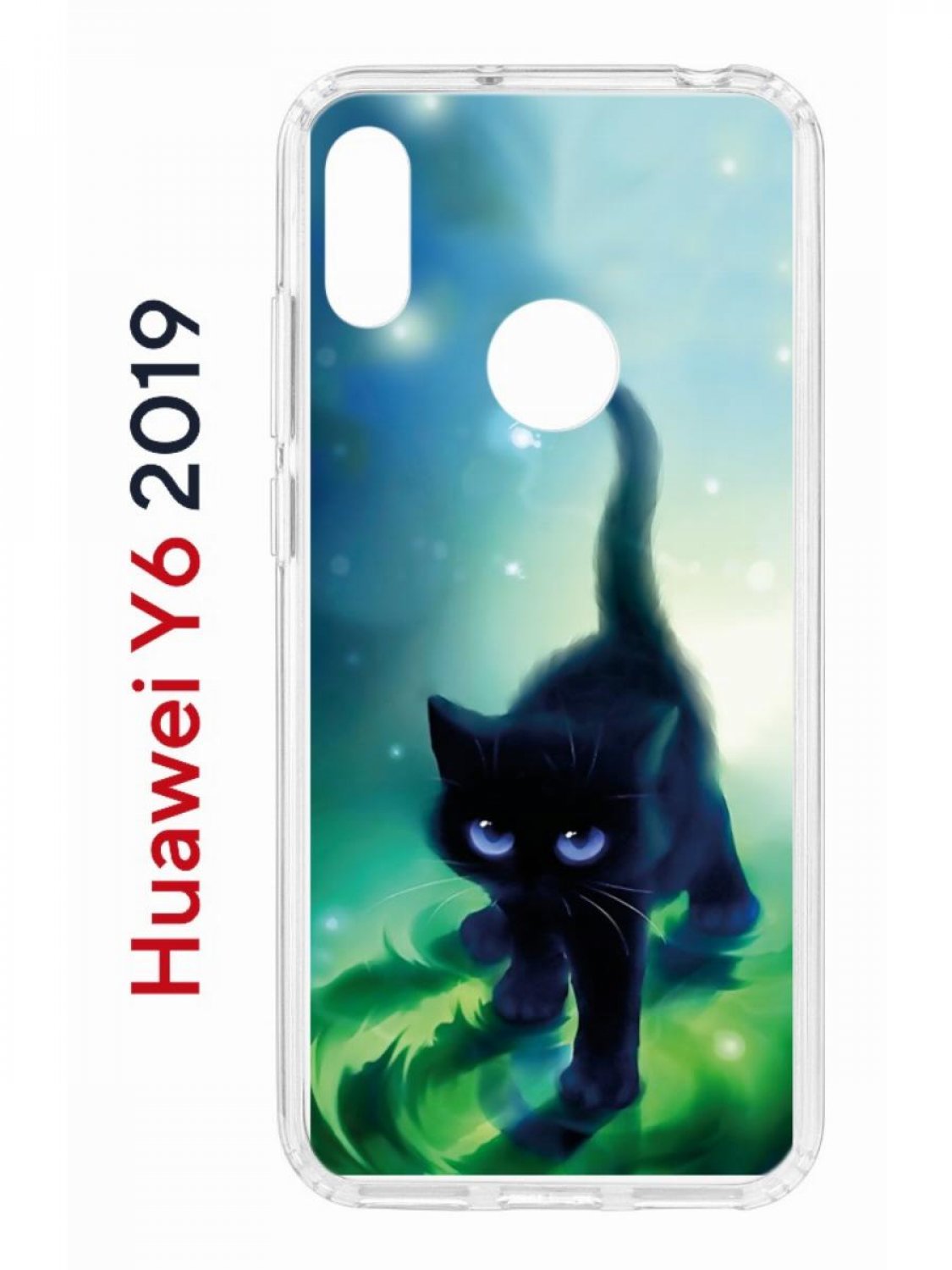 Чехол на Huawei Y6 2019,Honor 8A с принтом Kruche Print Черный кот,  противоударный бампер, купить в Москве, цены в интернет-магазинах на  Мегамаркет