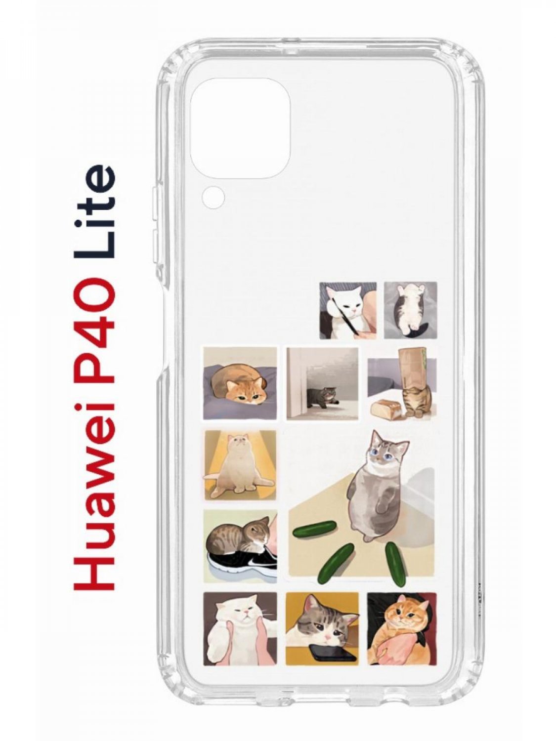 Чехол на Huawei P40 Lite с принтом Kruche Print Коты-Мемы, противоударный  бампер, купить в Москве, цены в интернет-магазинах на Мегамаркет