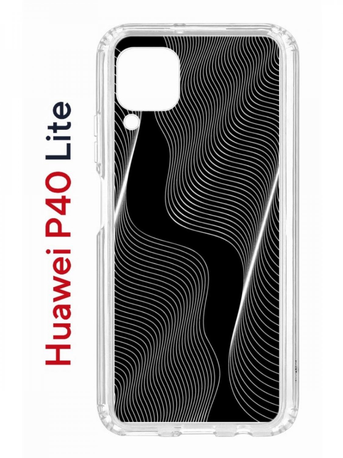 Чехол на Huawei P40 Lite с принтом Kruche Print Line black, противоударный  бампер, купить в Москве, цены в интернет-магазинах на Мегамаркет