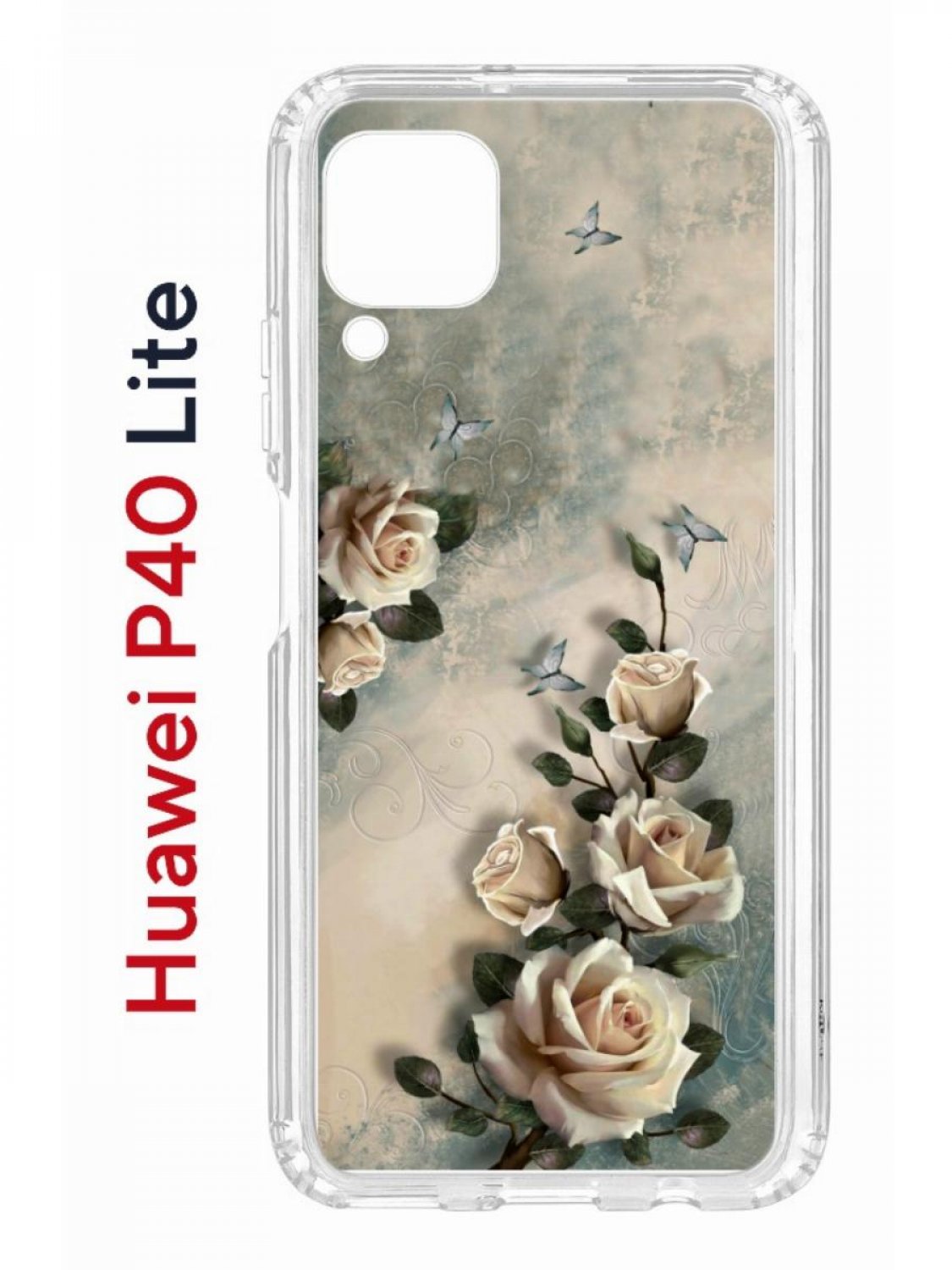 Чехол на Huawei P40 Lite с принтом Kruche Print Белая роза, противоударный  бампер, купить в Москве, цены в интернет-магазинах на Мегамаркет