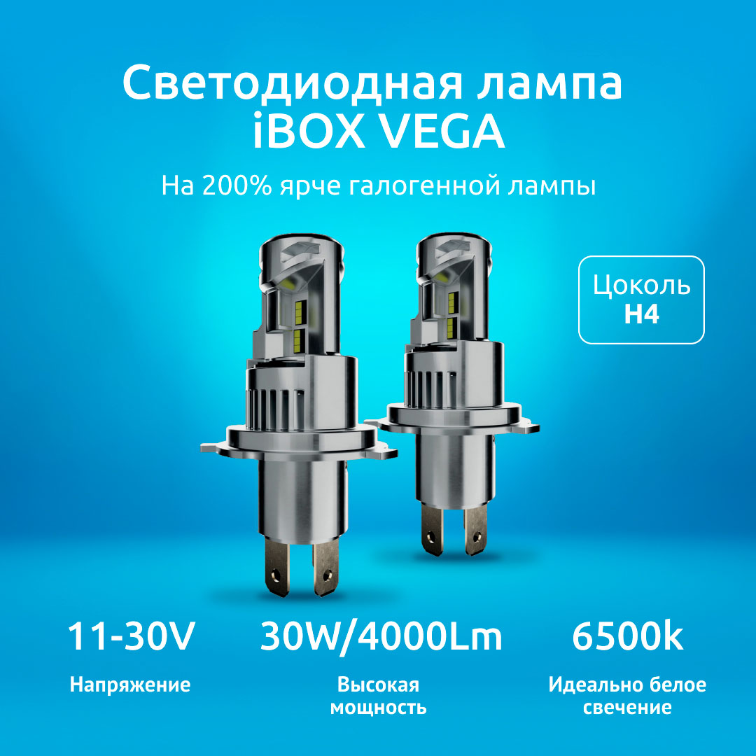 Светодиодная лампа автомобильная iBOX VEGA Z1Q26 H4 Ultimate  Lighting/H4/H19/ - отзывы покупателей на Мегамаркет | 600013402984