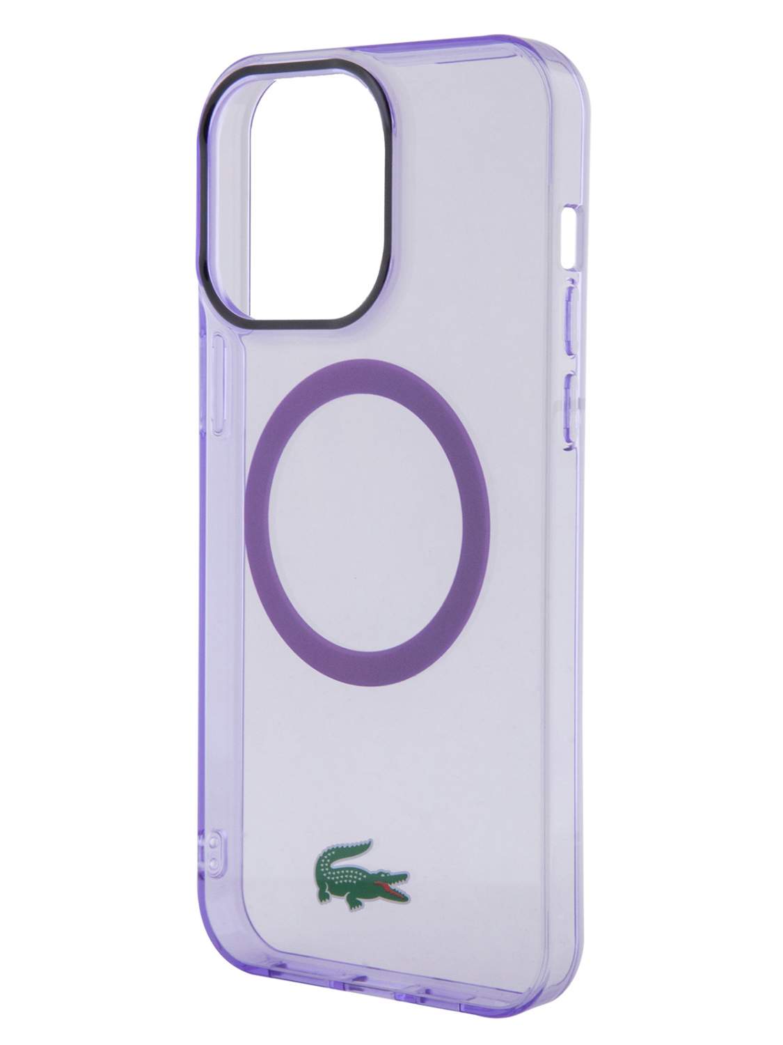 Чехол Lacoste для iPhone 15 Pro Croc logo с Magsafe сиреневый, прозрачный,  купить в Москве, цены в интернет-магазинах на Мегамаркет