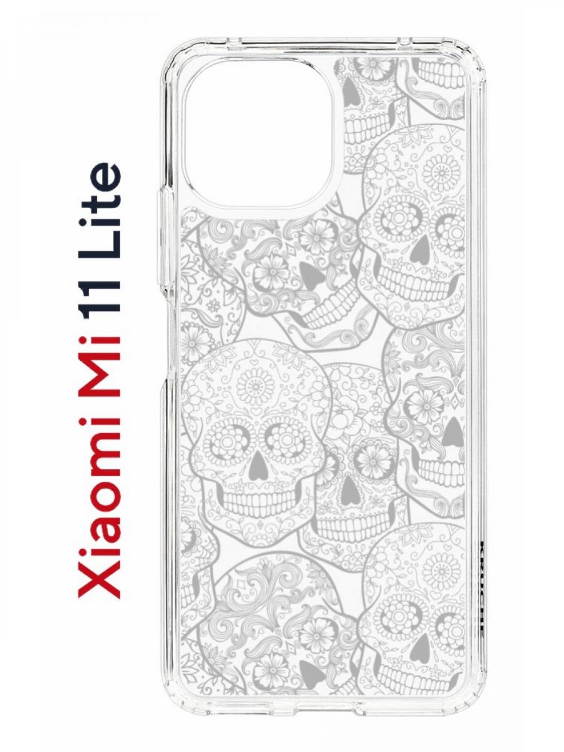 Чехол на Xiaomi Mi 11 Lite Kruche Print Skull White,противоударный бампер,с  защитой камеры – купить в Москве, цены в интернет-магазинах на Мегамаркет