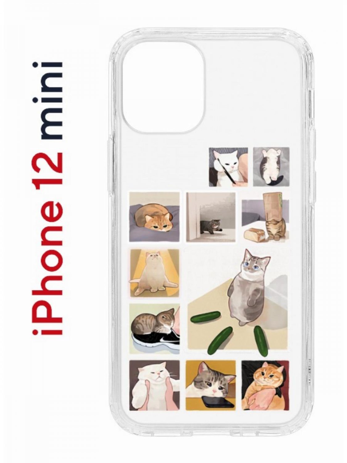 Чехол на iPhone 12 mini с принтом Kruche Print Коты-Мемы, бампер с защитой  камеры, купить в Москве, цены в интернет-магазинах на Мегамаркет