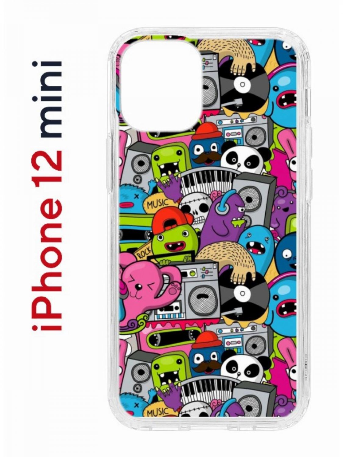 Чехол на iPhone 12 mini с принтом Kruche Print Monsters music, бампер с  защитой камеры – купить в Москве, цены в интернет-магазинах на Мегамаркет