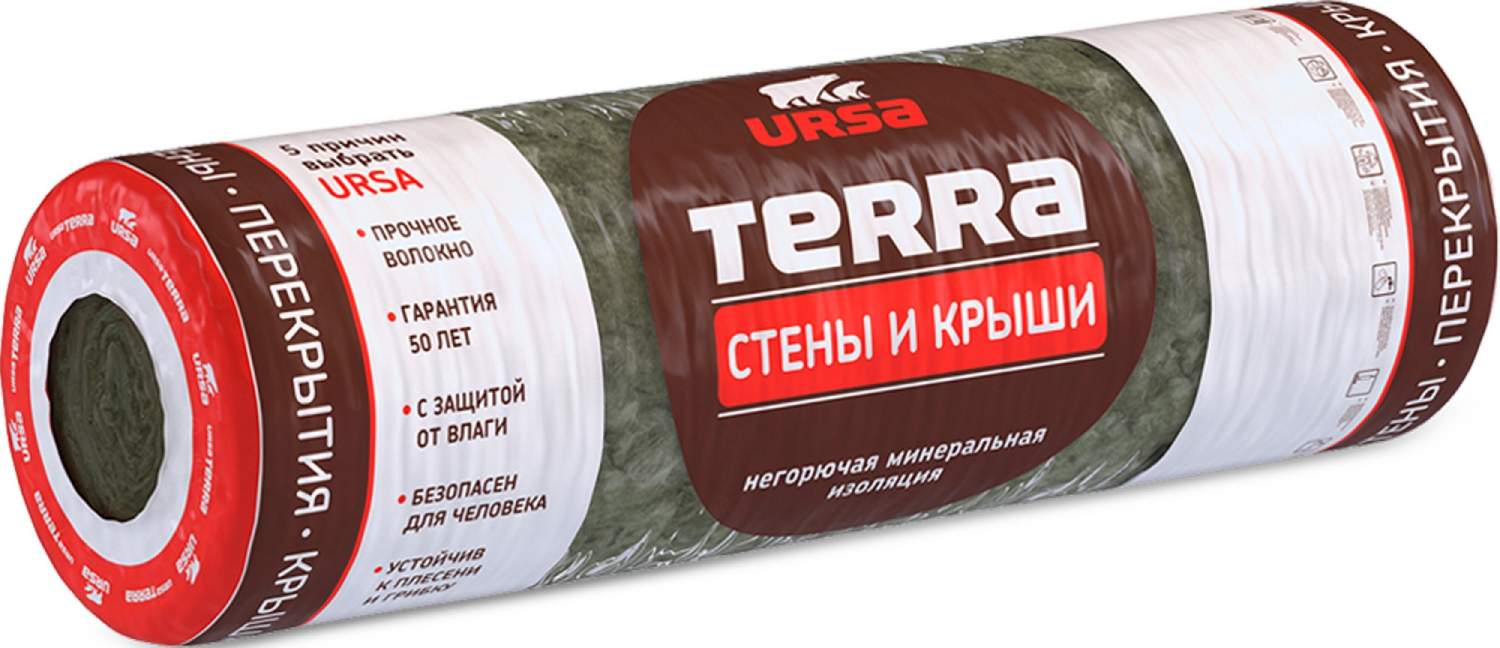 Утеплитель стекловолоконный Ursa Terra 37RN 100 x 1220 x 6000 мм / 7,32 м2  / 0,732 м3 купить в интернет-магазине, цены на Мегамаркет