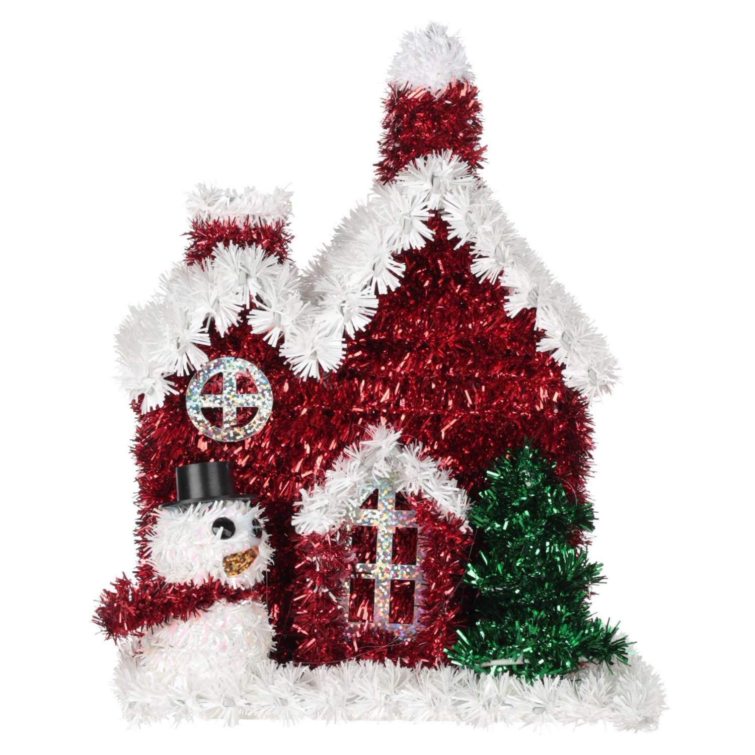 Статуэтка Kuchenland Tinsel decor, 22 см, мишура/пластик, красно-белая, Дом  – купить в Москве, цены в интернет-магазинах на Мегамаркет