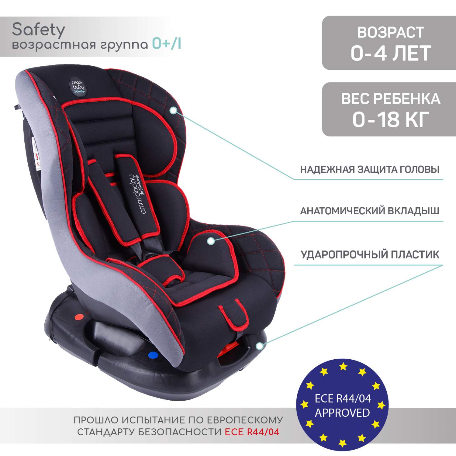 Отзывы о автокресло детское AMAROBABY Safety, 0+/I, 0-4 лет,0-18 кг -  отзывы покупателей на Мегамаркет | автокресла AB212004SChK/09 - 600005163673