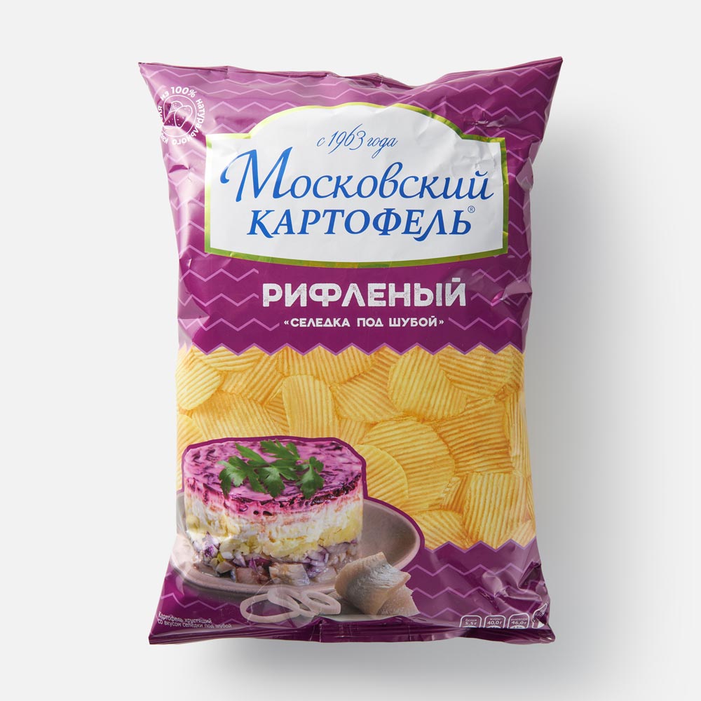 Купить чипсы Московский картофель, рифлёные, селёдка под шубой, 130 г, цены  на Мегамаркет | Артикул: 100061422746