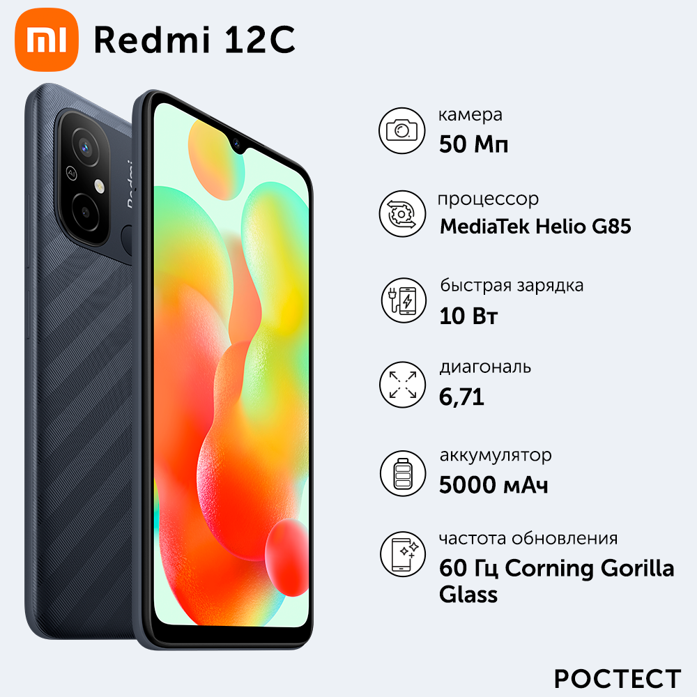 Смартфон Xiaomi Redmi 12C 3/64GB Графитовый серый (45717) - отзывы  покупателей на маркетплейсе Мегамаркет | Артикул: 600011010795