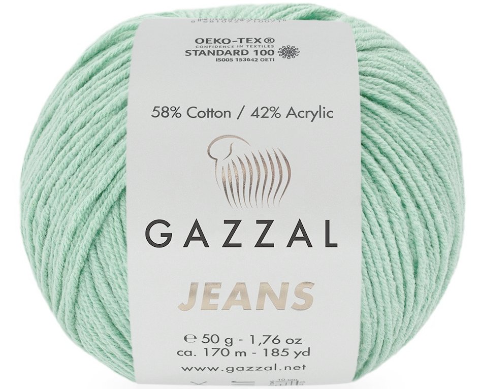 Пряжа Gazzal Jeans, цвет мятный 1107, 2 мотка - отзывы покупателей намаркетплейсе Мегамаркет