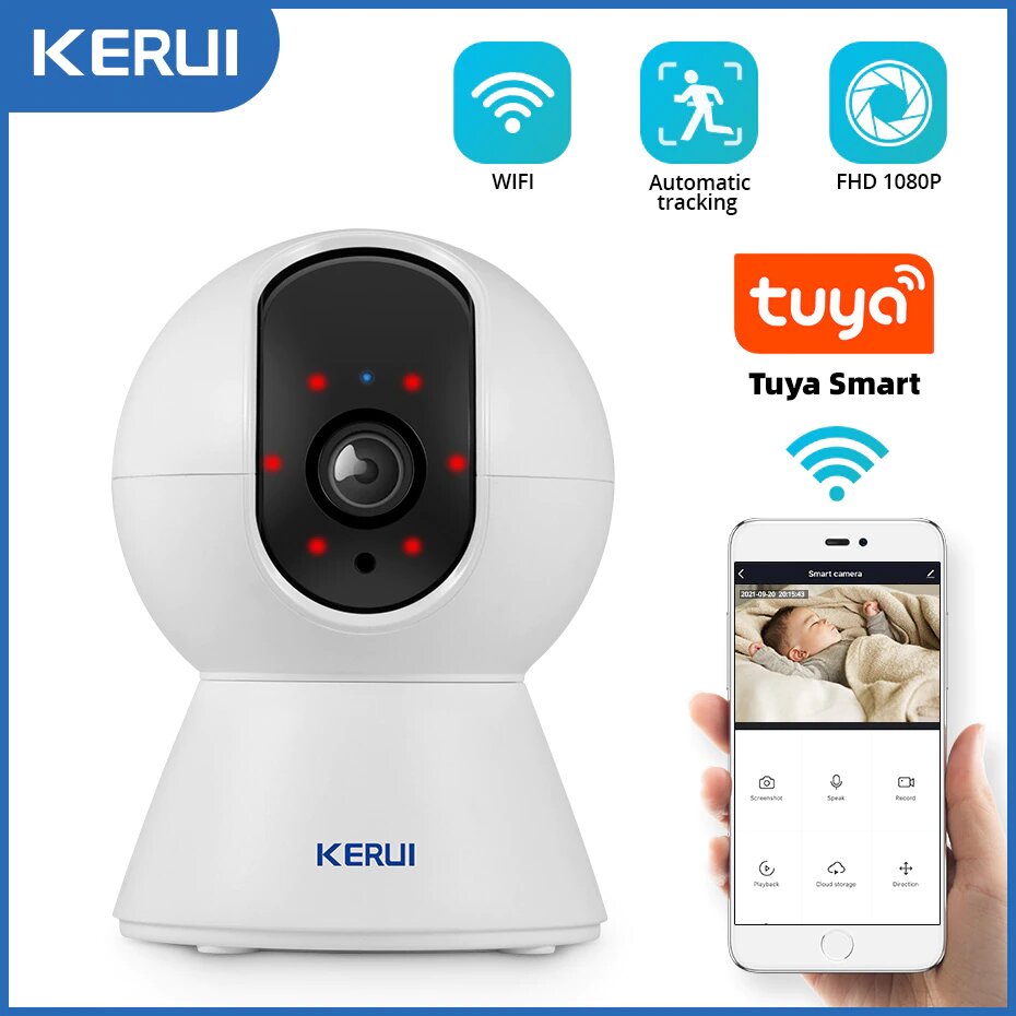 Камера видеонаблюдения Kerui K259, 1080P 3MP, WI-FI, без SD карты -  характеристики и описание на Мегамаркет | 600013052363