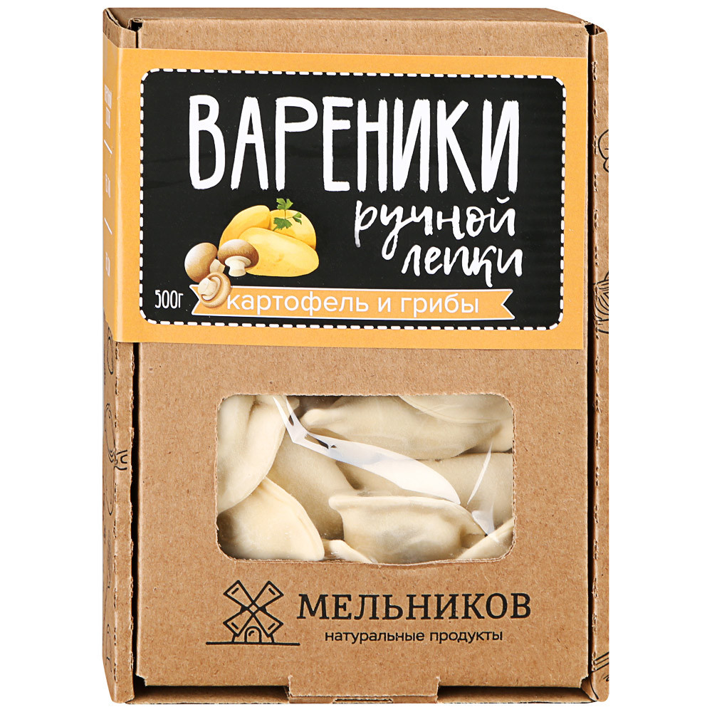 Купить вареники ИП Мельникова О.А. с картофелем и грибами 500 г, цены на  Мегамаркет | Артикул: 100032478845