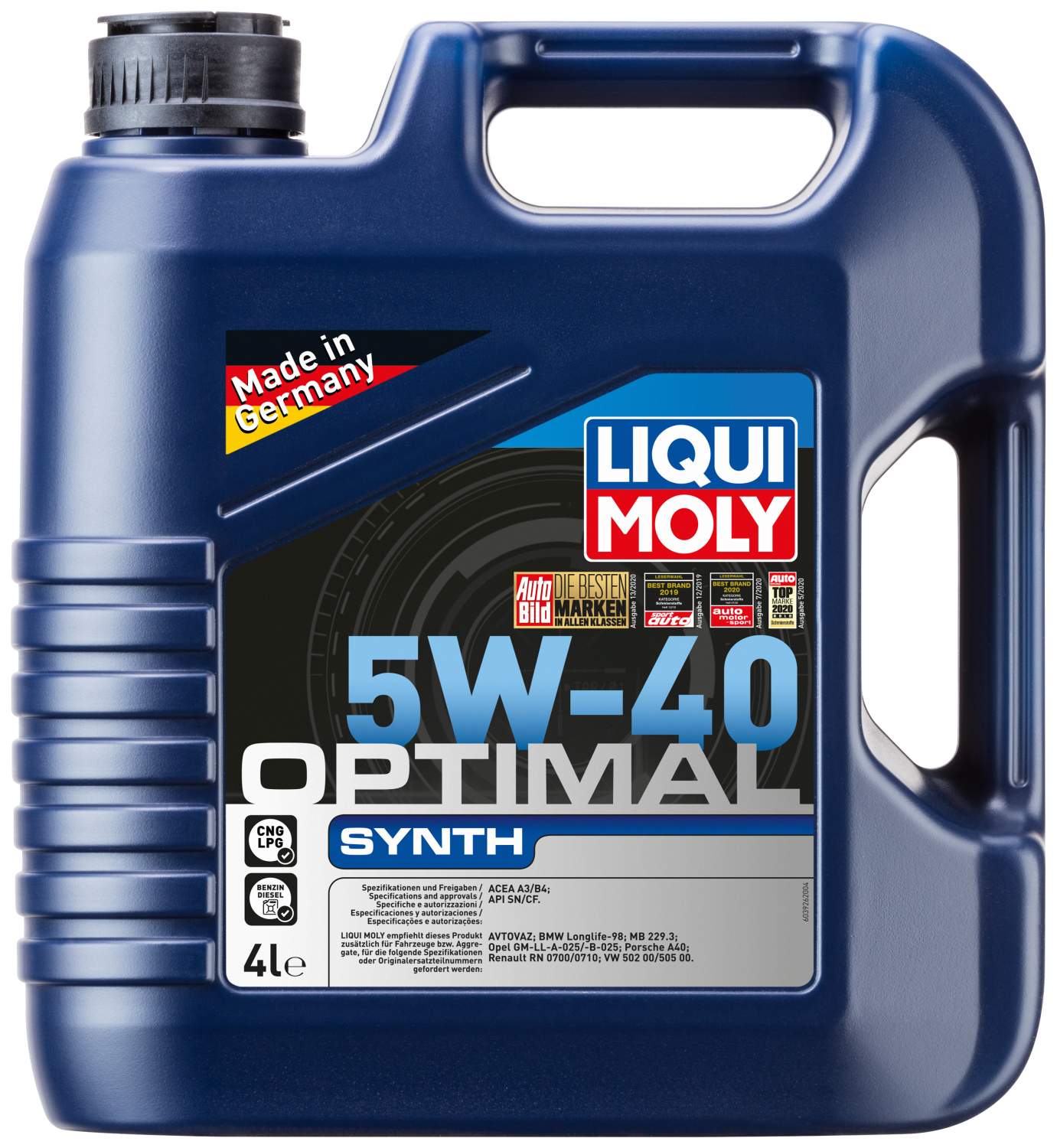 Моторное масло LIQUI MOLY cинтетическое Optimal Synth 5W40 Cf/Sn A3/B4 4л -  купить в Москве, цены на Мегамаркет | 100046170581