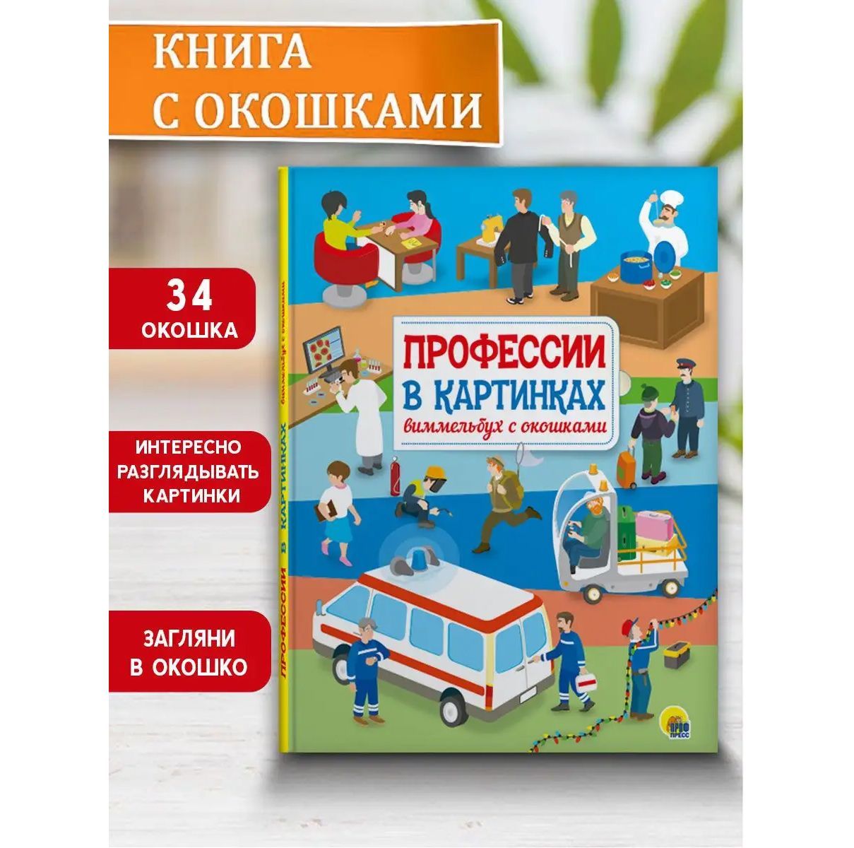 С окошками 220х290. Профессии в картинках. Виммельбух с окошками - купить в  cenam.net (восток), цена на Мегамаркет