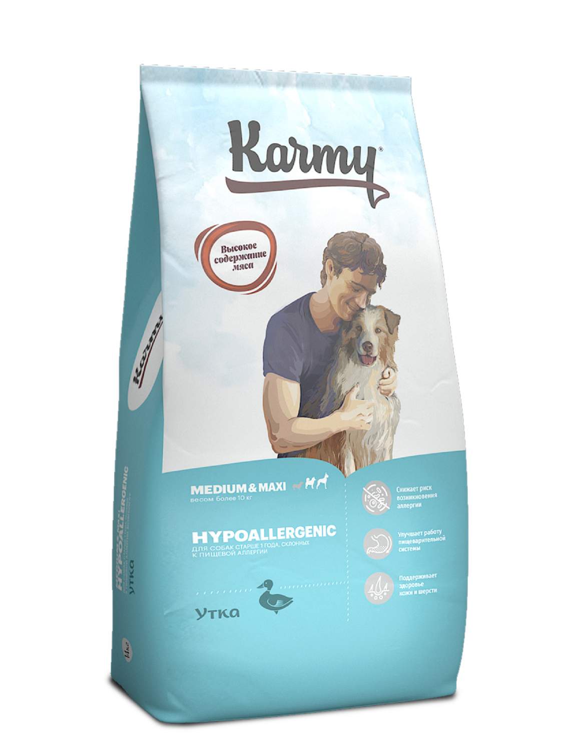 Сухой корм для собак KARMY Hypoallergenic Medium & Maxi, утка, 14кг -  отзывы покупателей на маркетплейсе Мегамаркет | Артикул товара:100030802609