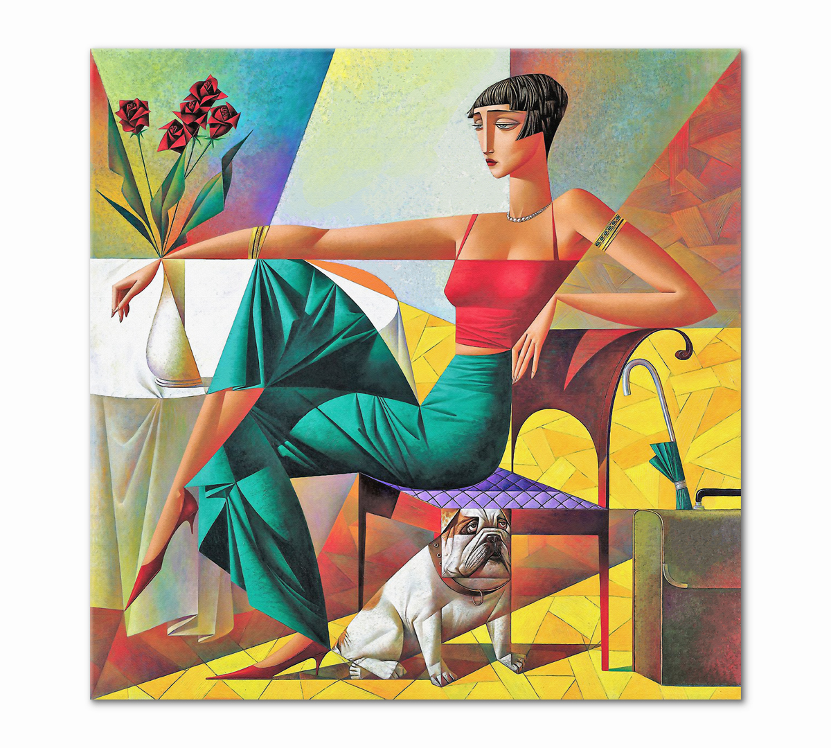 Картина интерьерная на холсте Poly Print Art Дама с собачкой 60х60 см. –  купить в Москве, цены в интернет-магазинах на Мегамаркет