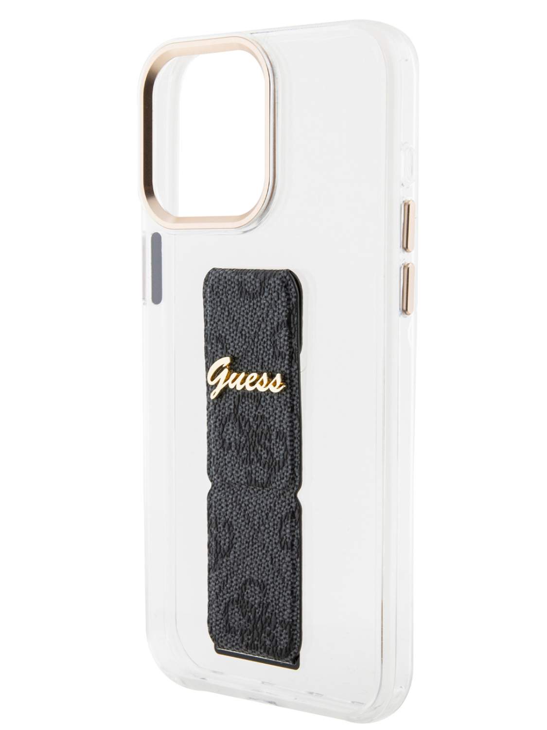 Чехол Guess для iPhone 15 Pro Max с ремешком из экокожи и функцией подставки,  прозрачный, купить в Москве, цены в интернет-магазинах на Мегамаркет