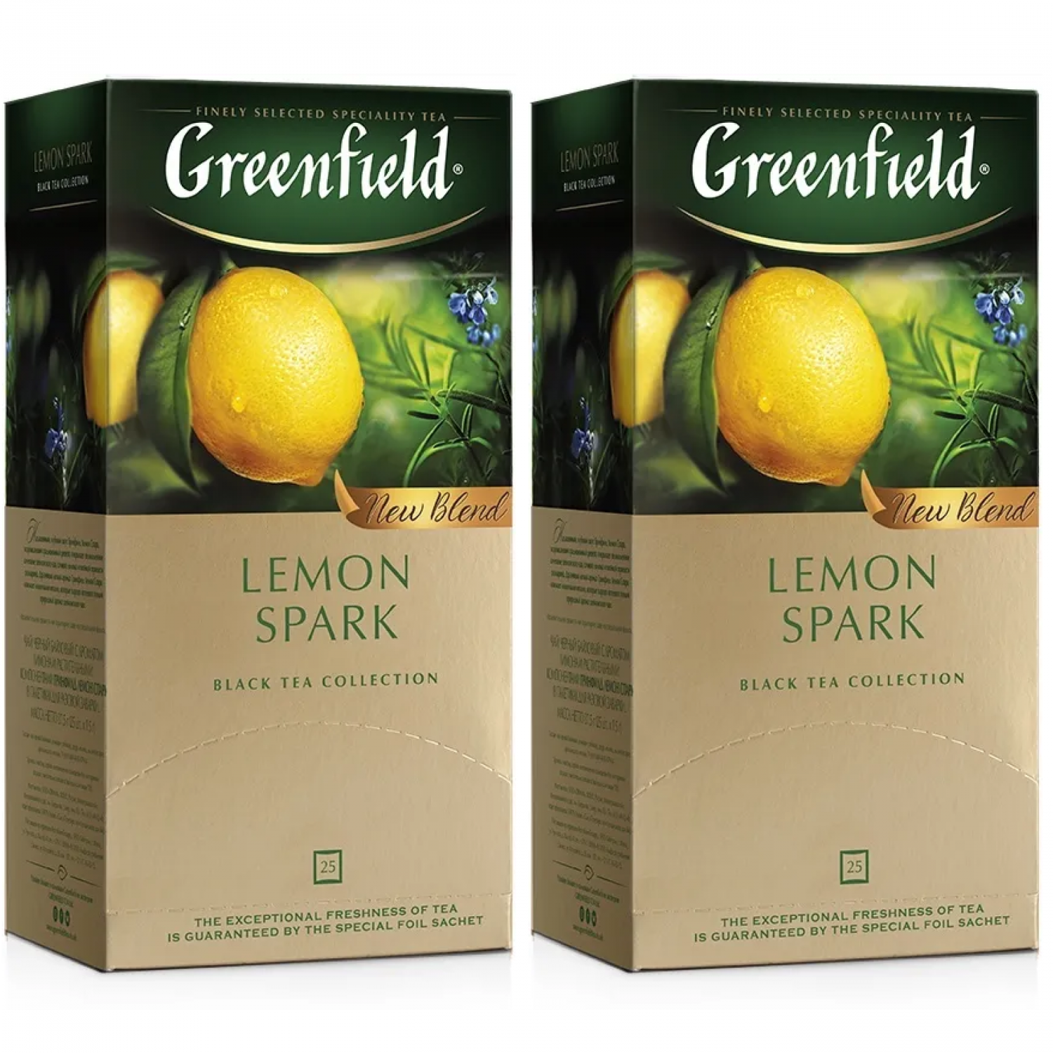 Характеристики - <b>чай</b> черный <b>Greenfield</b> Lemon Spark, 2 упаковки по 25 пакети...