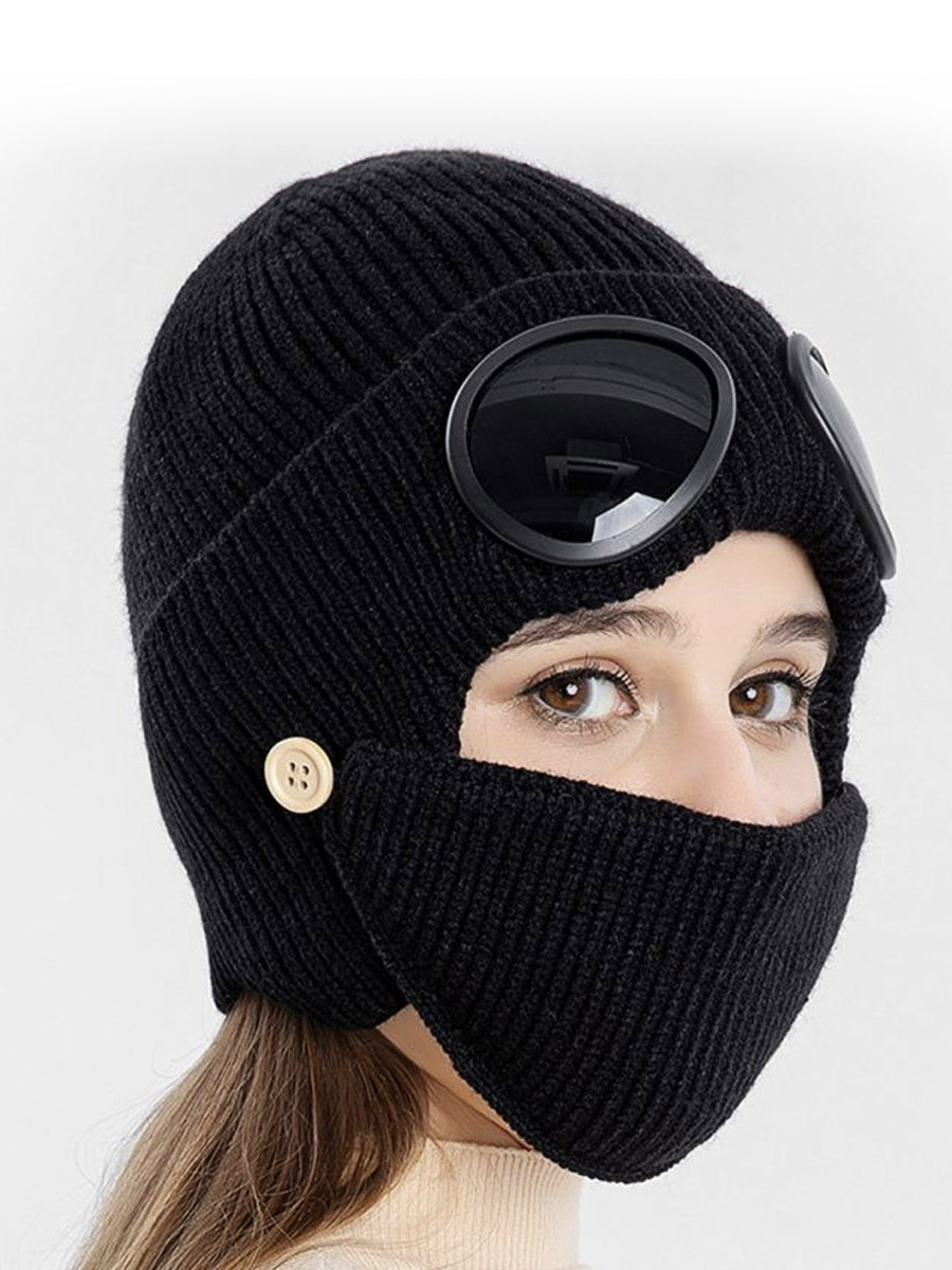 Шапка-шлем с очками черная / шапка для сноуборда / лыжная шапка / балаклава - купить в Москве, цены на Мегамаркет