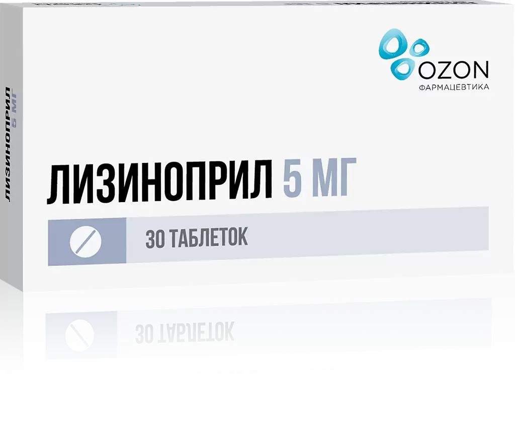 Лизиноприл таблетки 5 мг 30 шт. - характеристики и описание на Мегамаркет |  100029943149