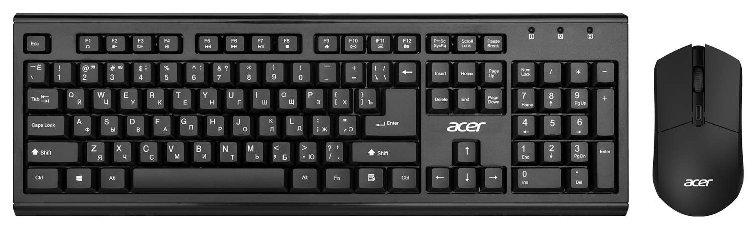 Клавиатура+мышь Acer OKR120 black (ZL.KBDEE.007), купить в Москве, цены в  интернет-магазинах на Мегамаркет