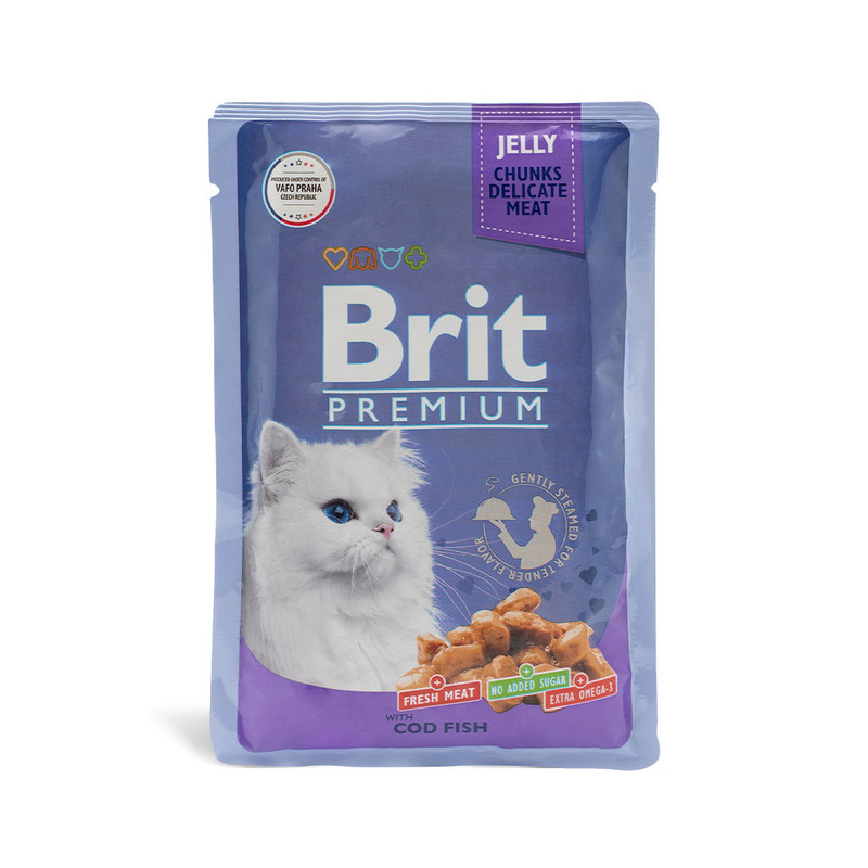 Влажный корм для кошек Brit Premium треска в желе, 85 гр - отзывы  покупателей на маркетплейсе Мегамаркет | Артикул товара:100036518268