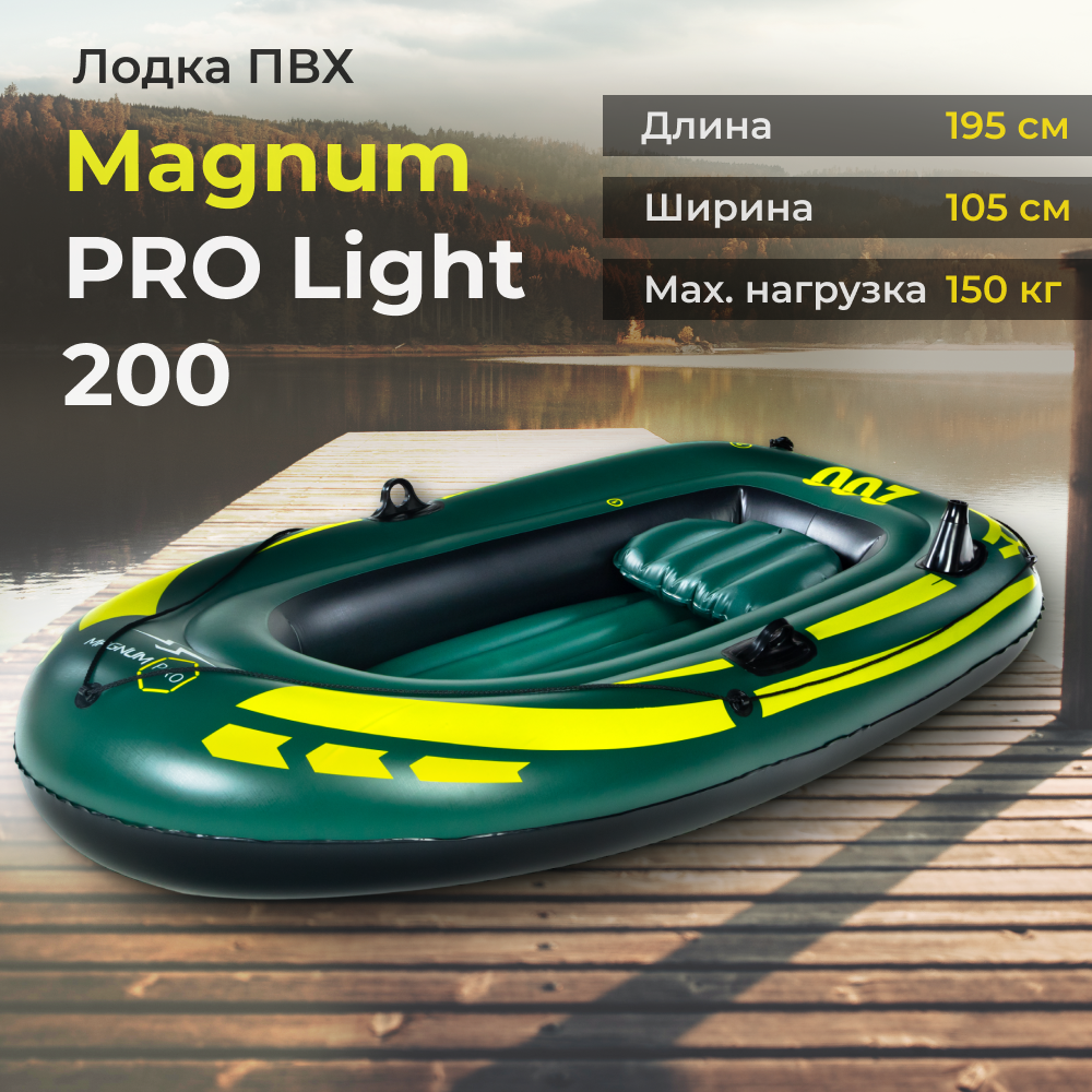 Лодка ПВХ Magnum Pro Light 200 грузоподъёмностью 150 кг – купить в Москве,  цены в интернет-магазинах на Мегамаркет