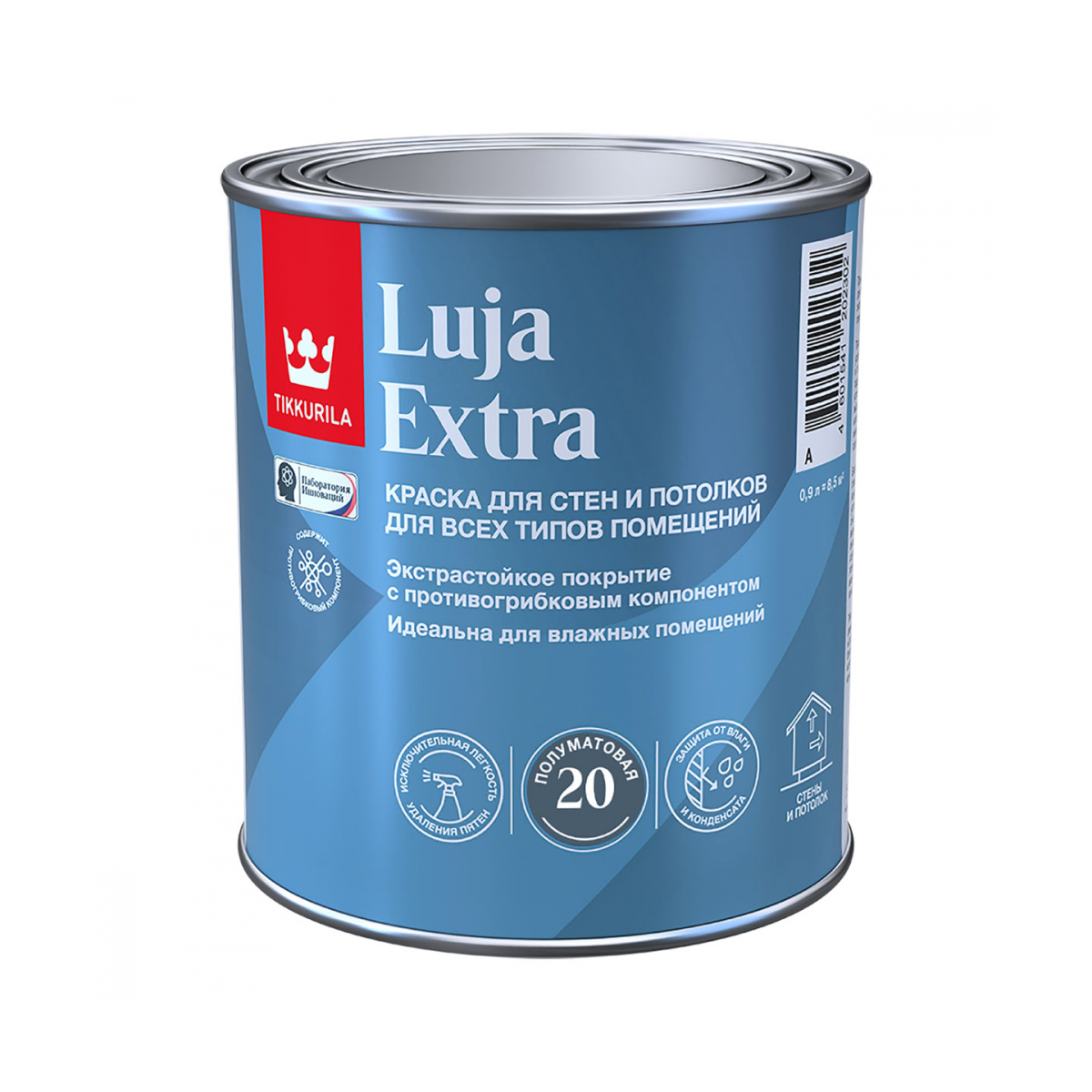 Краска для стен и потолков, Tikkurila Luja Extra, полуматовая, база С,  бесцветная, 0,9 л купить в интернет-магазине, цены на Мегамаркет