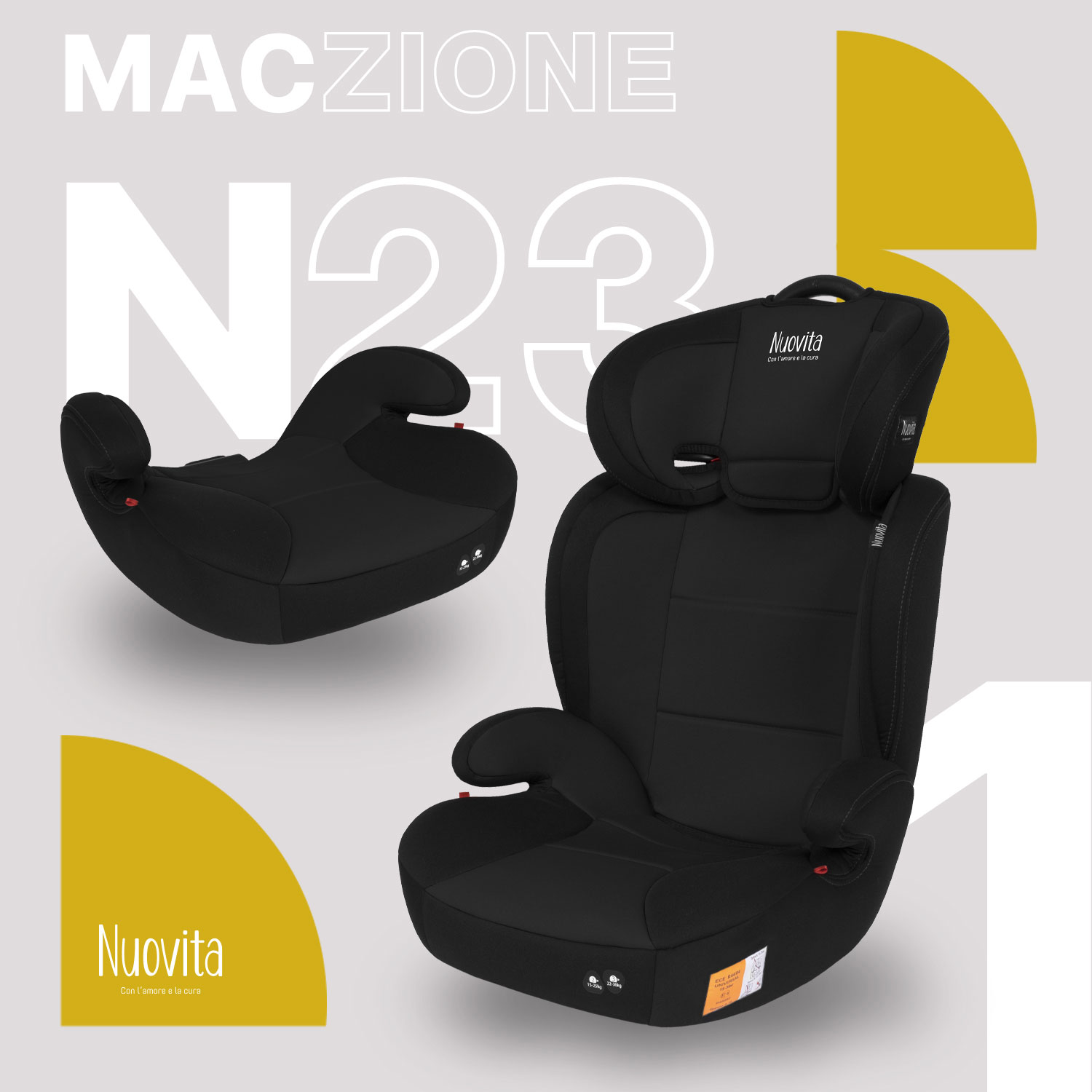 Автокресло/бустер Nuovita Maczione N23-1 группа 2/3, 15 - 36 кг  (Nero/Чёрный) - отзывы покупателей на Мегамаркет