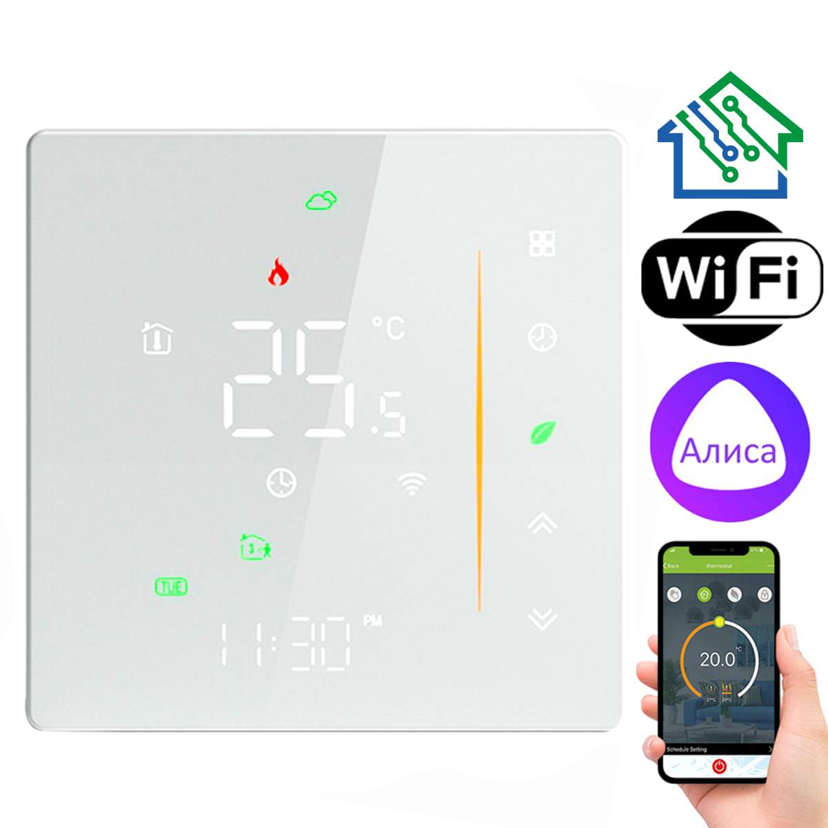 Терморегулятор для теплого пола FUJIHOME FHW-650W, программируемый  термостат с WiFi купить в интернет-магазине, цены на Мегамаркет