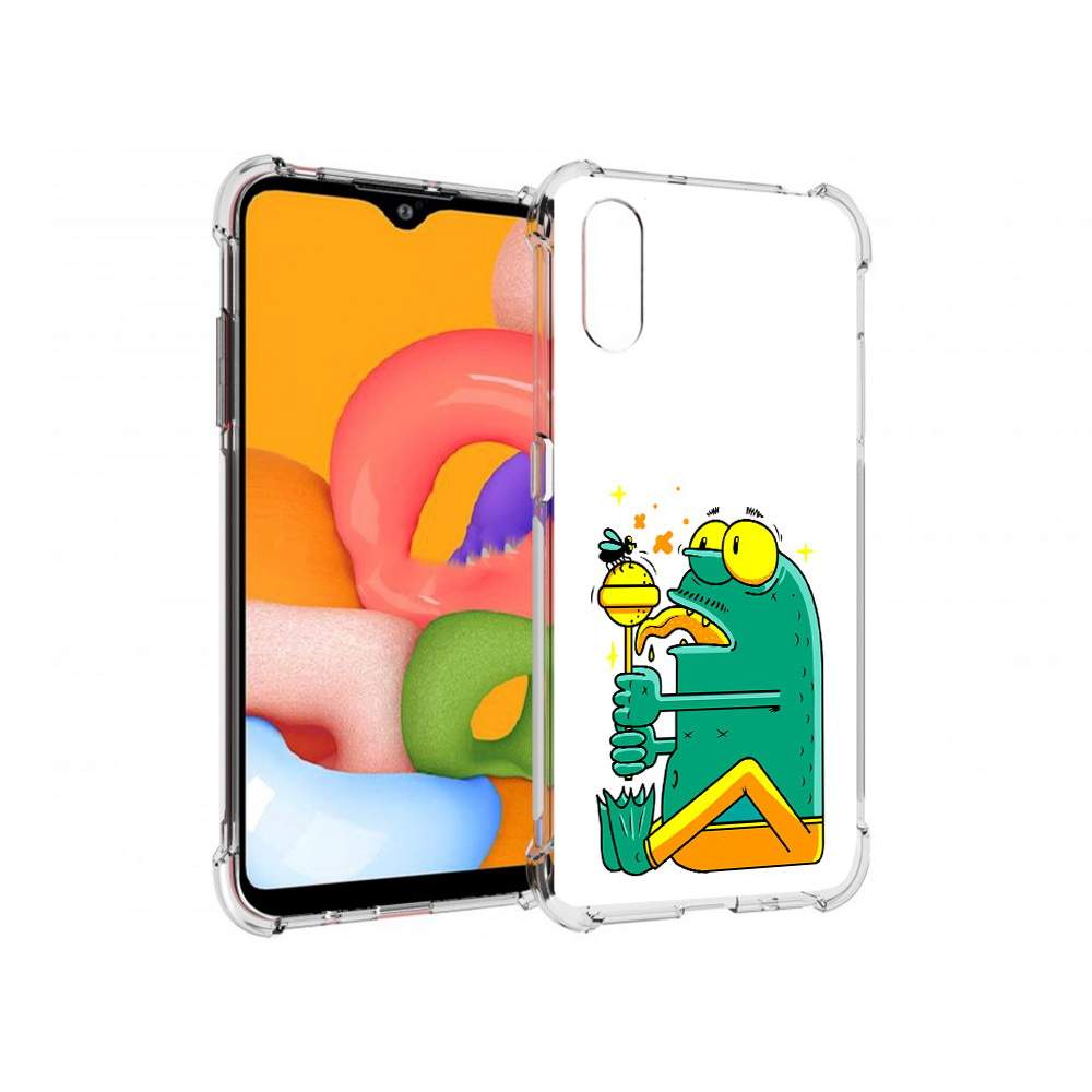 Чехол MyPads Tocco для Samsung Galaxy A01 Зеленая лягушка с чупа чупсом  (PT144711.509.85), купить в Москве, цены в интернет-магазинах на Мегамаркет